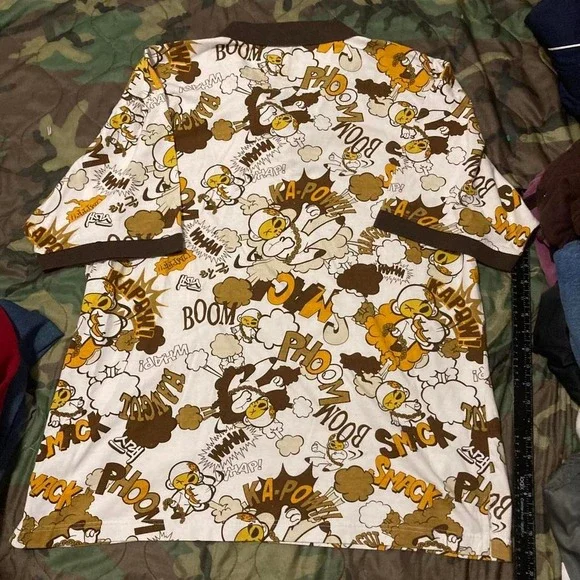 Raw Blue cartoon all over print polo vtg y2k baggy grunge size 2XL/25.5 - Picture 5 of 8